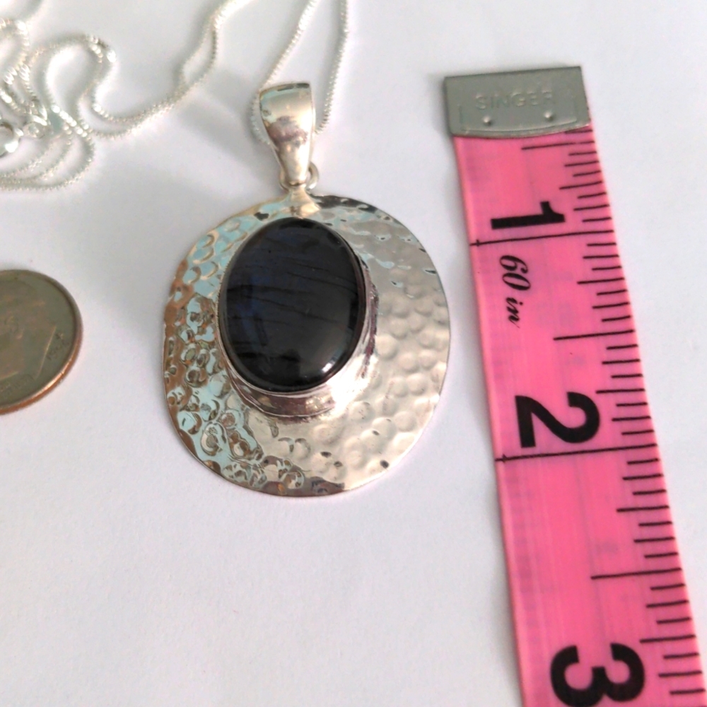 Blue Flash Labradorite & Solid Sterling Silver Pe… - image 5